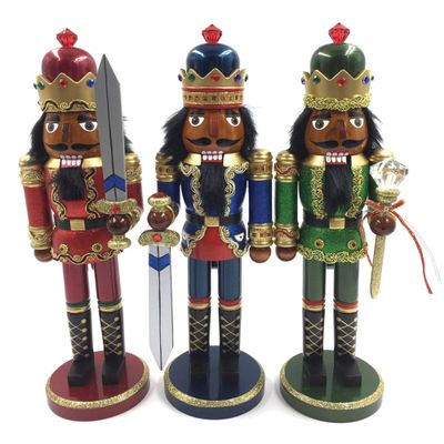 Unknown1 15 Inch Black Bejeweled King Nutcracker Set of 3 Gold