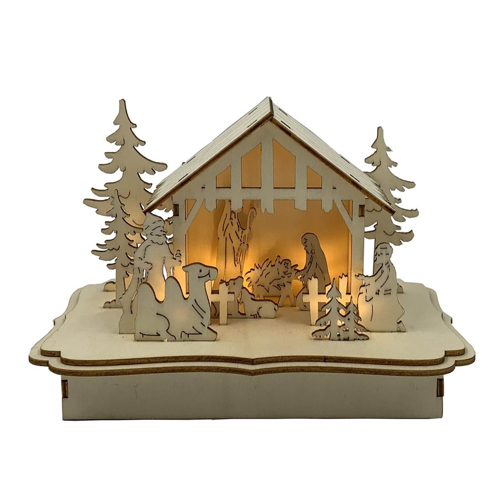 Unknown1 5.4 Inch Lighted Nativity Scene Tan
