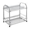 2-Tier Dish Drying Rack 304 Stainless Steel Cutting Board Holder and Dish Drainer,18 bowls, 16 plates (Color : Silver, Size : 43x26x39cm) view 1