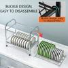 2-Tier Dish Drying Rack 304 Stainless Steel Cutting Board Holder and Dish Drainer,18 bowls, 16 plates (Color : Silver, Size : 43x26x39cm) view 4