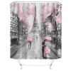Chrainy 4Pcs Paris Eiffel Tower Pink Shower Curtain Sets Bathroom Set Decor with Non-Slip Rugs Bath U-Shaped Mat Toilet Lid Cover Waterproof Valentine Bathroom Curtains Shower Set with 12 Hooks view 3