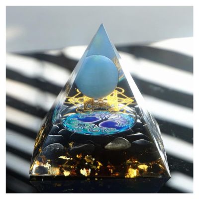 ZTBH Crystal Pyramid Blue Lace Agate Sphere Obsidian Orgone Pyramid Healing Crystals (Size : 60mm)