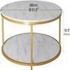 AT-VALY 31.5 inch Round Coffee Table with Storage Open Shelf Wooden Top Sturdy Metal Frame Sofa Table for Living Room, Bedroom and Office(Gold) view 2