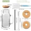 2 Pack 24Oz Mason jar cups with lids and straws, Mason Jars with Handle, Mason Jar Drinking Glasses with Lid and Straw, Mason Jar Mugs view 2