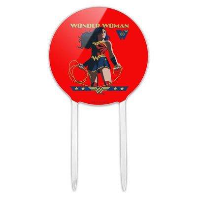 Acrylic Wonder Woman 80th Stance Cake Topper Party Decoration for Wedding Anniversary Birthday Graduation