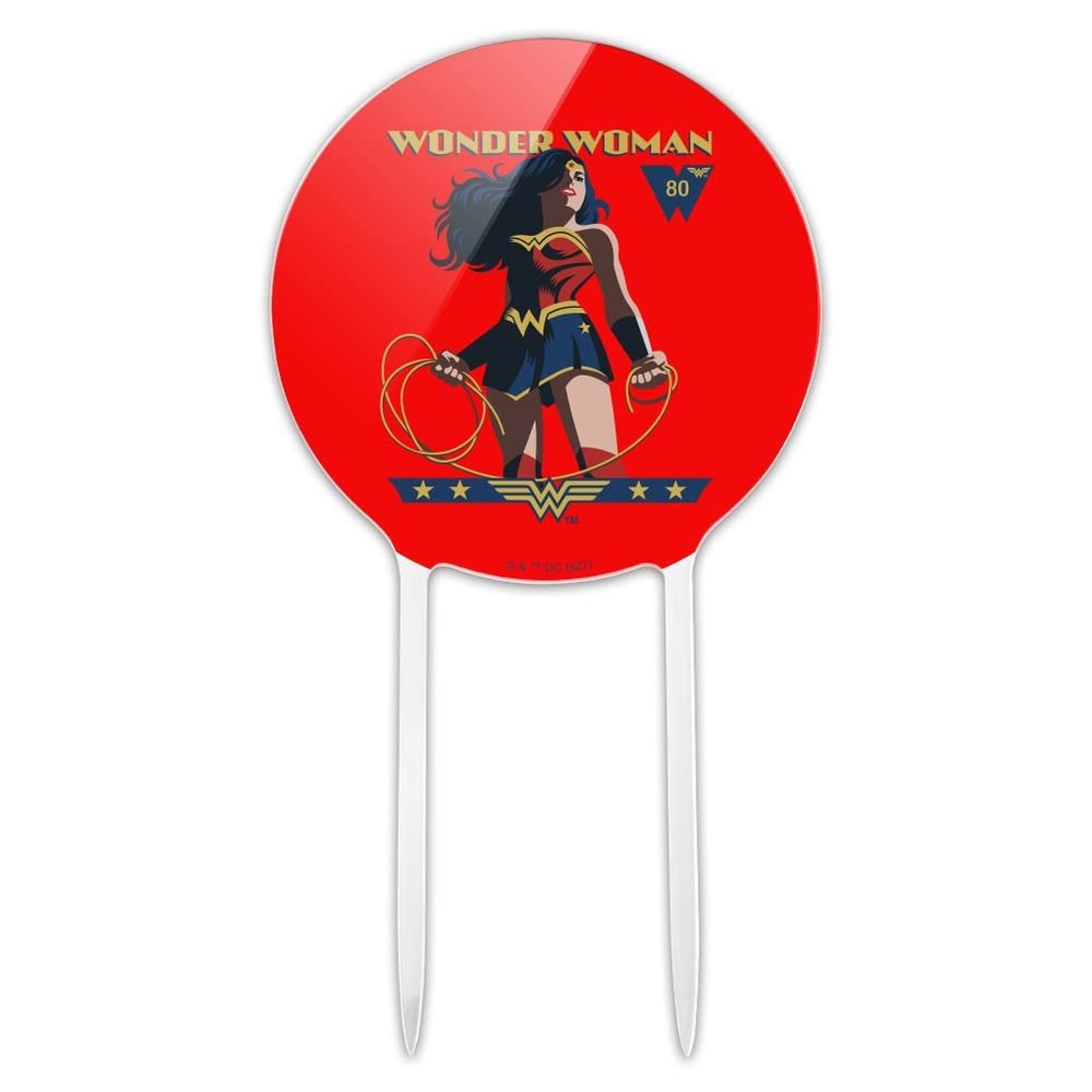 Acrylic Wonder Woman 80th Stance Cake Topper Party Decoration for Wedding Anniversary Birthday Graduation