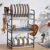 3-Tier Dish Drying Rack white 304 Stainless Steel Dish Rack,With hopstick holder for Kitchen Counter (Color : Black, Size : 38x61X27CM) view 2