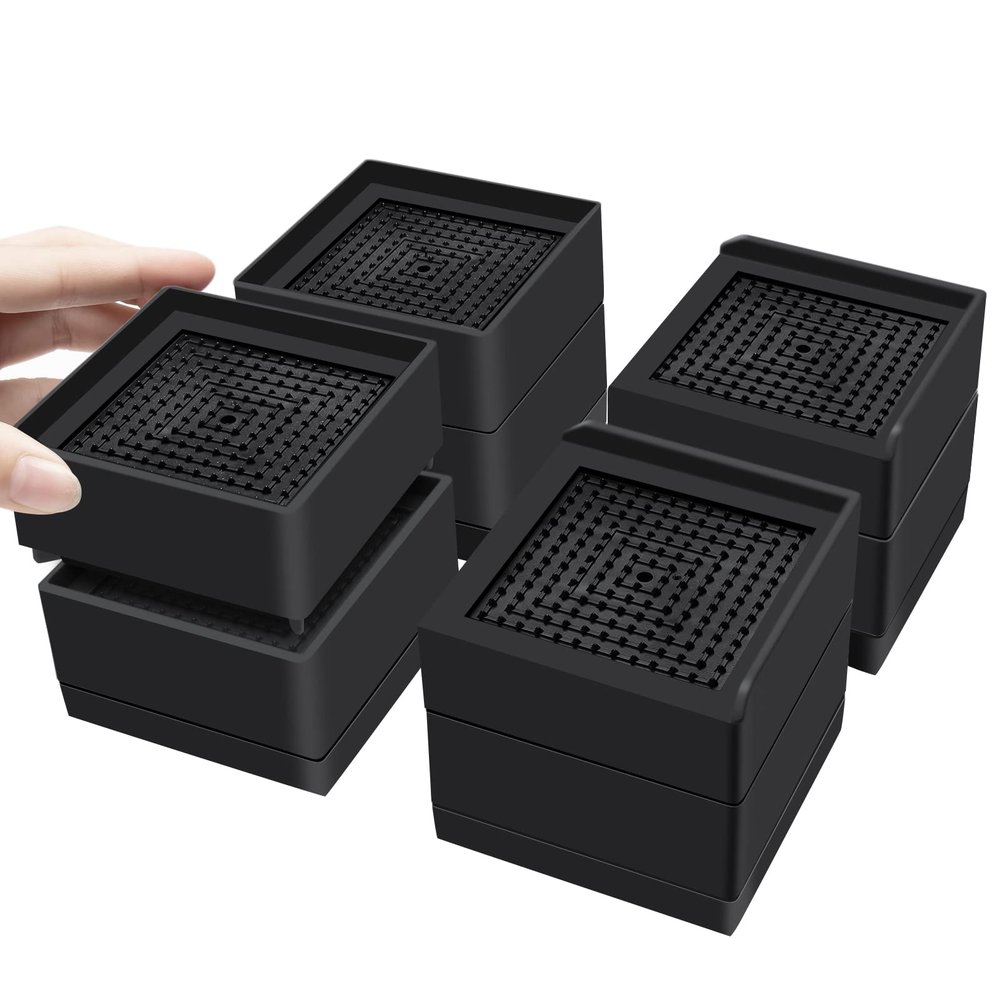 Flechazo Pack of 8 Furniture Bed Risers, 2 or 4 Inch Heavy Duty Adjustable Plastic Triangular Furniture Risers with Non-Slip Mats for Bed, Desk, Sofa