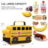 Bluboon Insulated Lunch Box for Kids Boys Girls School Lunch Bags Reusable Cooler Thermal Meal Tote for Picnic (Yellow School bus) view 2