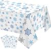 Christmas Snowflake Tablecloth Winter Wonderland Table Clothes Plastic Blue and White Winter Holiday Snowflake Table Cover for Christmas Holiday Birthday Party Supplies, 54 x 108 Inch(3 Pieces) view 1