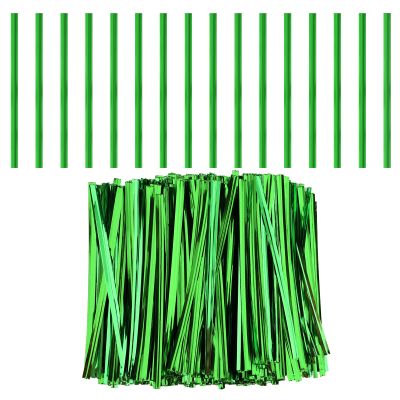 LUTER 750pcs 4 Inch Metallic Twist Ties, Reusable Bag Ties Plastic Bread Twist Tie for Treat Bags Coffee Bags Snacks Cake Pops Party Favors (Green)
