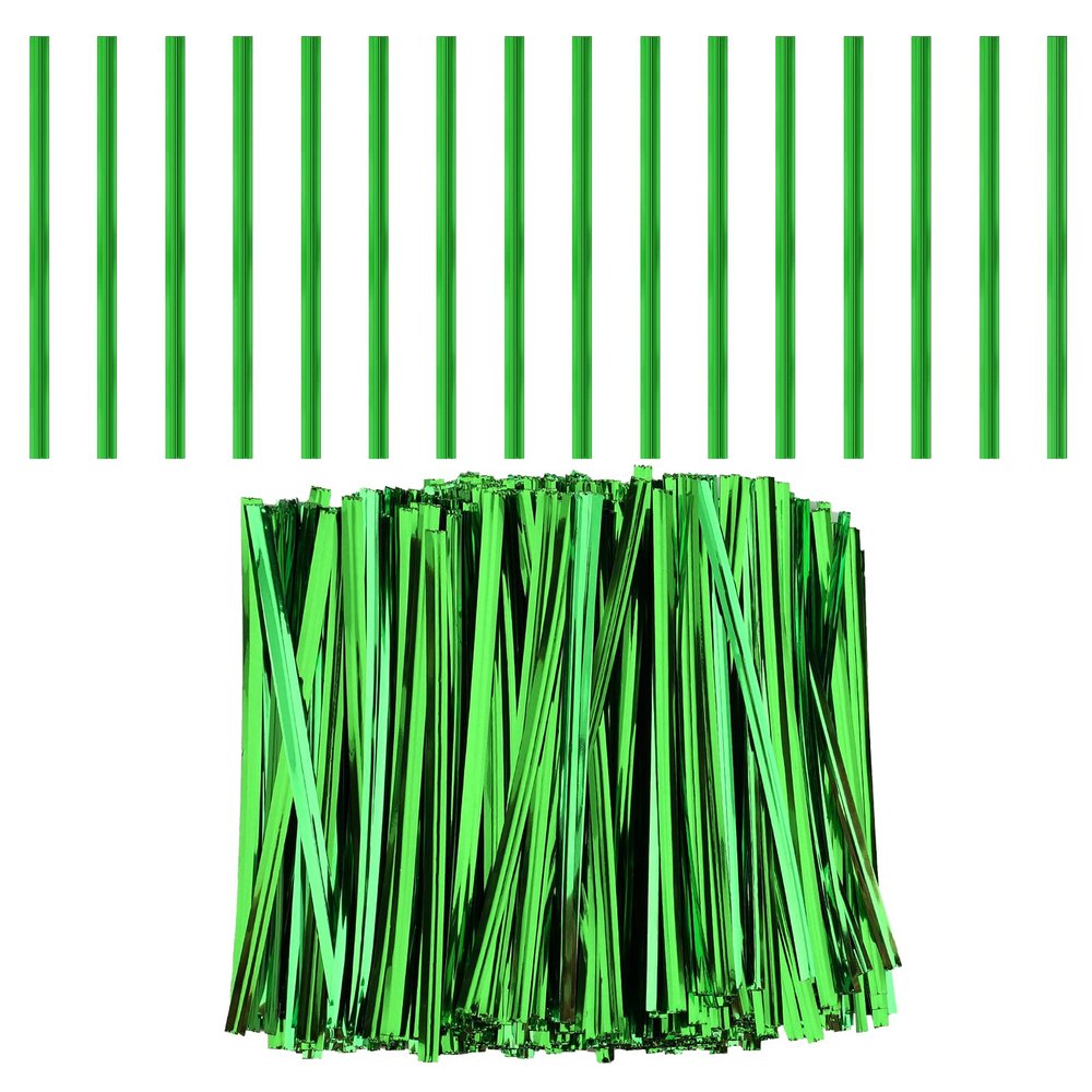 LUTER 750pcs 4 Inch Metallic Twist Ties, Reusable Bag Ties Plastic Bread Twist Tie for Treat Bags Coffee Bags Snacks Cake Pops Party Favors (Green)