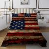 American Flag Bedspread King Size,Brown Wooden Board Country Retro Coverlet Set for Children Adult Xmas Present,Farmhouse Natural Style Bedding Set with 2 Pillowcaes, Soft Polyester Quilted view 2