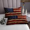 American Flag Bedspread King Size,Brown Wooden Board Country Retro Coverlet Set for Children Adult Xmas Present,Farmhouse Natural Style Bedding Set with 2 Pillowcaes, Soft Polyester Quilted view 3