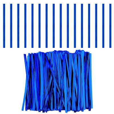 LUTER 750pcs 4 Inch Metallic Twist Ties, Reusable Bag Ties Plastic Bread Twist Tie for Treat Bags Coffee Bags Snacks Cake Pops Party Favors (Blue)