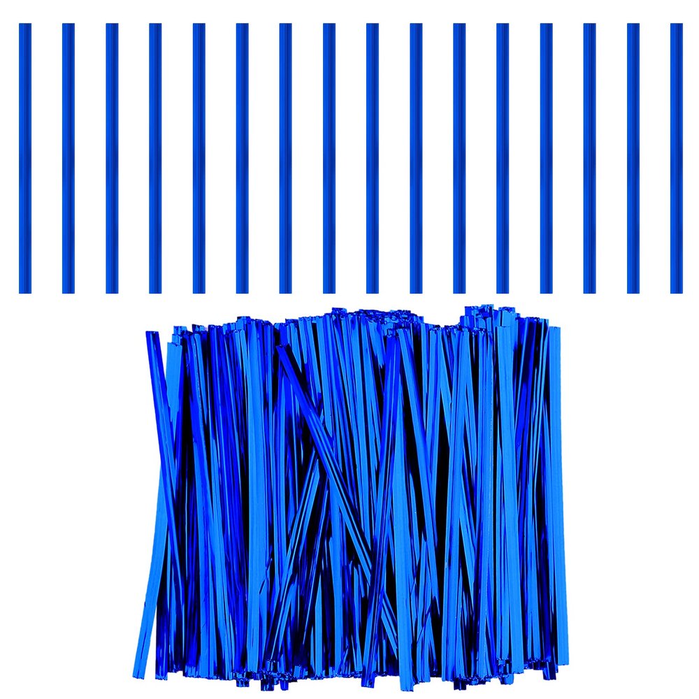 LUTER 750pcs 4 Inch Metallic Twist Ties, Reusable Bag Ties Plastic Bread Twist Tie for Treat Bags Coffee Bags Snacks Cake Pops Party Favors (Blue)