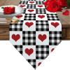 Hokiten Valentine Table Runner - 72 Inches Long, Checkered Love Heart Buffalo Plaid Happy Valentine's Day Tablerunner Scarf Dining Tabletop Dcor for Kitchen/Farmhouse/Holiday, 13 x 72 Inch view 1