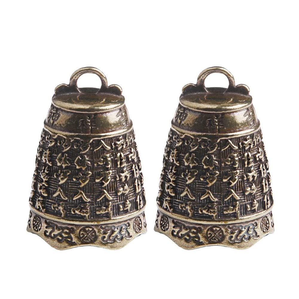 DUO ER 2pcs Vintage Sutra Bell DIY Keychain Pendant Brass Old Treatment DIY Pendant