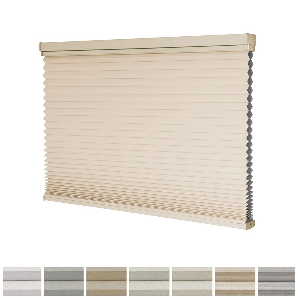 SOLAUR Cordless Cellular Blinds, Top Down Bottom Up Shades, 9/16" Cell, Blackout Honeycomb Blinds for Indoor Windows, Sandshell 58.5 "(W) x48(H)