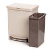 TATAY Recycling Bin 17L + 8L, 25L Total Capacity, with Pedal, 8L Separate Bucket, Polypropylene, BPA Free, 100% Recycled Materials, Beige Colour. Measures: 33.5 x 31 x 42cm view 1