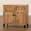 Baxton Studio Glidden Oak Brown Finished Wood 2-Door Shoe Storage Cabinet view 2