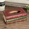 Table Tissue Box Book Shaped Wooden Organizer Rectangle Tissue Case for Restaurant Household Tissue Storage Box Home Decor (Red) view 3