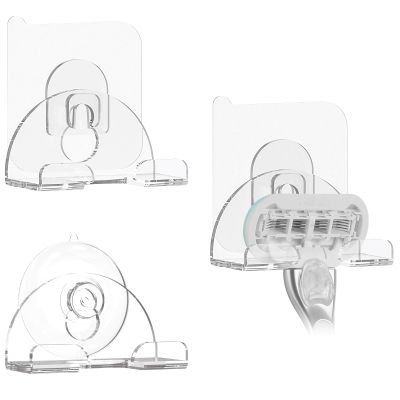 Linkidea 3 Pack Bathroom Razor Holder, Suction Cup & Adhesive Wall Mount Shaver Organizer, Compatible with Fusion 5, ProGlide Shield, Vector 3, Sensor 3