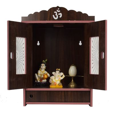 Lyrics Creation Beautiful MDF Wooden Temple,Home Temple, Pooja Mandir, Wall Hanging and Table Top Home Mandir Temple, Home Decor Beautiful Wooden Temple, Dark Brown (43*23*19 cm) (Dark Brown)