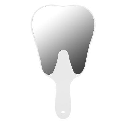 Agatige Tooth Shaped Handheld Mirror, Tooth Shaped Dental Mirror Cute Design Handle Makeup Cosmetic Mirror Portable Dental Accessory with Handle for Women Men (1PCS, White)
