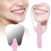 Agatige Tooth Shaped Handheld Mirror, Tooth Shaped Dental Mirror Cute Design Handle Makeup Cosmetic Mirror Portable Dental Accessory with Handle for Women Men (1PCS, Pink) view 1
