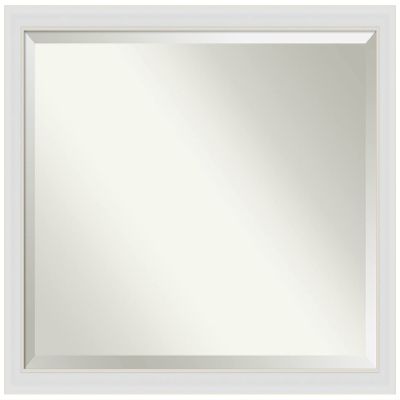 Amanti Art White Wall Mirror 34x44 Flair Soft White Rectangle Bathroom Mirror for Wall Decor Living Room, X-Large Casual Frame, Hangs Horizonally and Vertically, Bathroom Decor, Beveled Edge