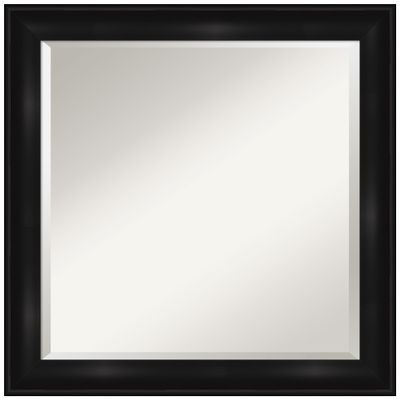 Amanti Art Black Wall Mirror 24x24 Grand Black Narrow Square Bathroom Mirror for Wall Decor Living Room, Medium Casual Frame, Hangs Horizonally and Vertically, Bathroom Decor, Beveled Edge