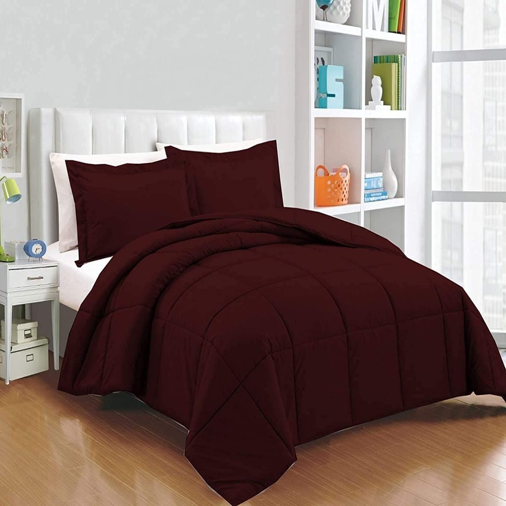 Urban Bedding 500 TC 100% Egyptian Cotton 11 Pcs Bed-in-a-Bag Comforter Includes Bedspread/dust Ruffle Skirt, Sheet Set Upto 25" Deep Pocket - Twin - Wine