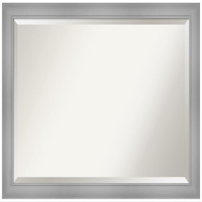 Amanti Art Silver Wall Mirror 28x40 Flair Polished Nickel Rectangle Bathroom Mirror for Wall Decor Living Room, Large Casual Frame, Hangs Horizonally and Vertically, Bathroom Decor, Beveled Edge
