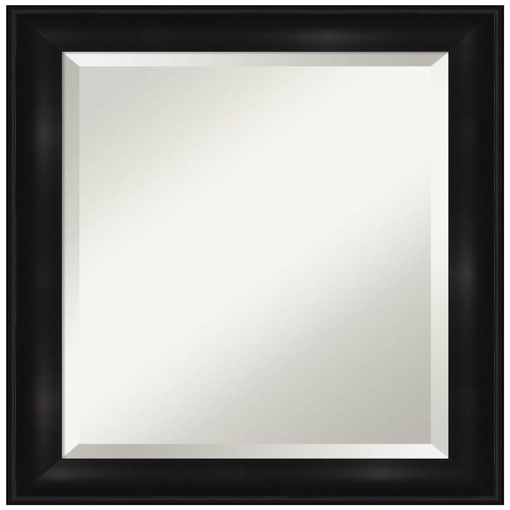 Amanti Art Black Wall Mirror 24x20 Grand Black Narrow Rectangle Bathroom Mirror for Wall Decor Living Room, Small Casual Frame, Hangs Horizonally and Vertically, Bathroom Decor, Beveled Edge