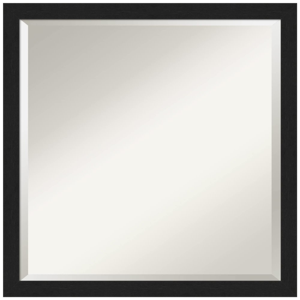 Amanti Art Black Wall Mirror 22x22 Grace Brushed Metallic Black Narrow Square Bathroom Mirror for Wall Decor Living Room, Medium Modern Frame, Hangs Horizonally and Vertically, Bathroom Decor, Beveled