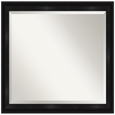 Amanti Art Black Wall Mirror 26x32 Grand Black Narrow Rectangle Bathroom Mirror for Wall Decor Living Room, Large Casual Frame, Hangs Horizonally and Vertically, Bathroom Decor, Beveled Edge