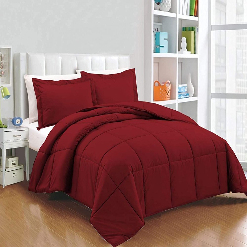 Urban Bedding 500 TC 100% Egyptian Cotton 11 Pcs Bed-in-a-Bag Comforter Includes Bedspread/dust Ruffle Skirt, Sheet Set Upto 25" Deep Pocket - Twin - Burgundy