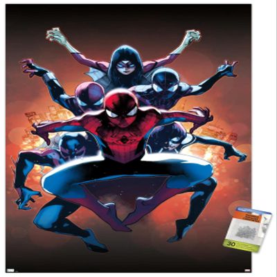 Trends International Marvel Comics - Spider-Man - The Amazing Spider-Man 9 Wall Poster, 22.375" x 34", Premium Poster & Push Pin Bundle