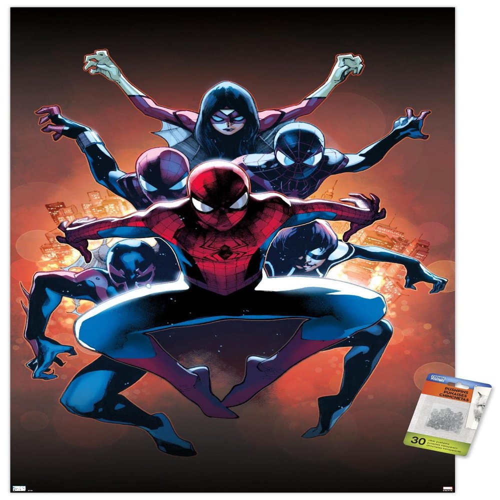 Trends International Marvel Comics - Spider-Man - The Amazing Spider-Man 9 Wall Poster, 22.375" x 34", Premium Poster & Push Pin Bundle
