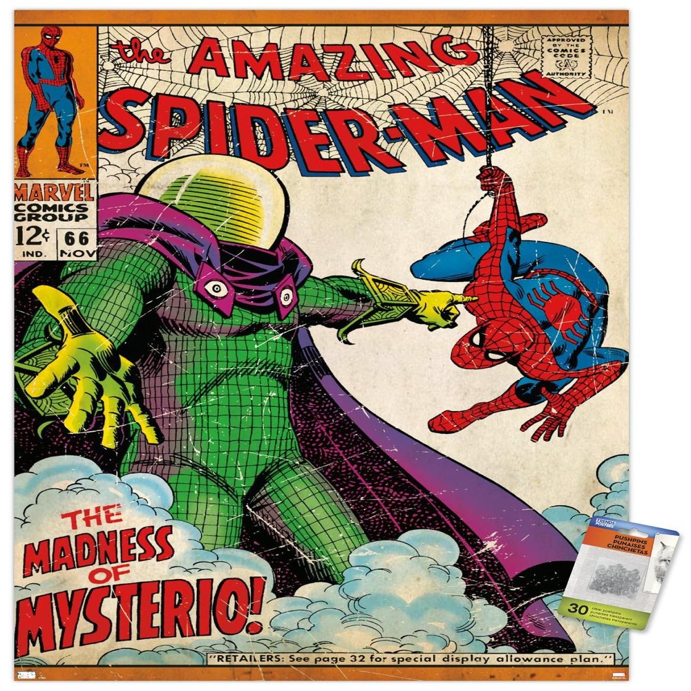 Trends International Marvel Comics Spider-Man - Amazing Spider-Man #66 Wall Poster, 22.37" x 34.00", Premium Poster & Push Pin Bundle
