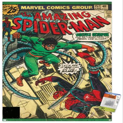 Trends International Marvel Comics Spider-Man - Amazing Spider-Man #157 Wall Poster, 22.37" x 34.00", Premium Poster & Push Pin Bundle