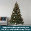 Sunnydaze 7-Foot Unlit Artificial Christmas Tree with Hinged Branches - Faux Tannenbaum Tree with Metal Stand - Indoor Holiday Decoration - Easy 2-Piece Assembly - Green view 4