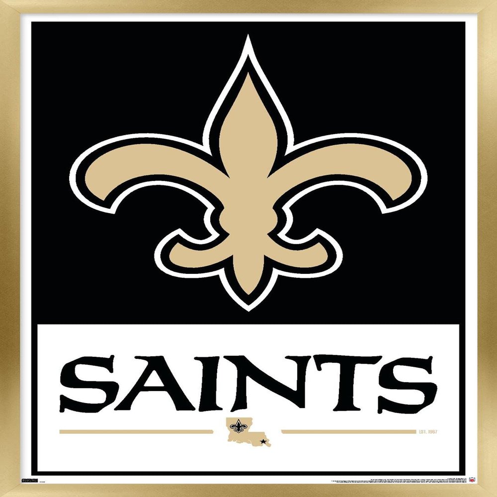 Trends International NFL New Orleans Saints - Logo 21 Wall Poster, 34L x 22.4W, Gold Framed Version