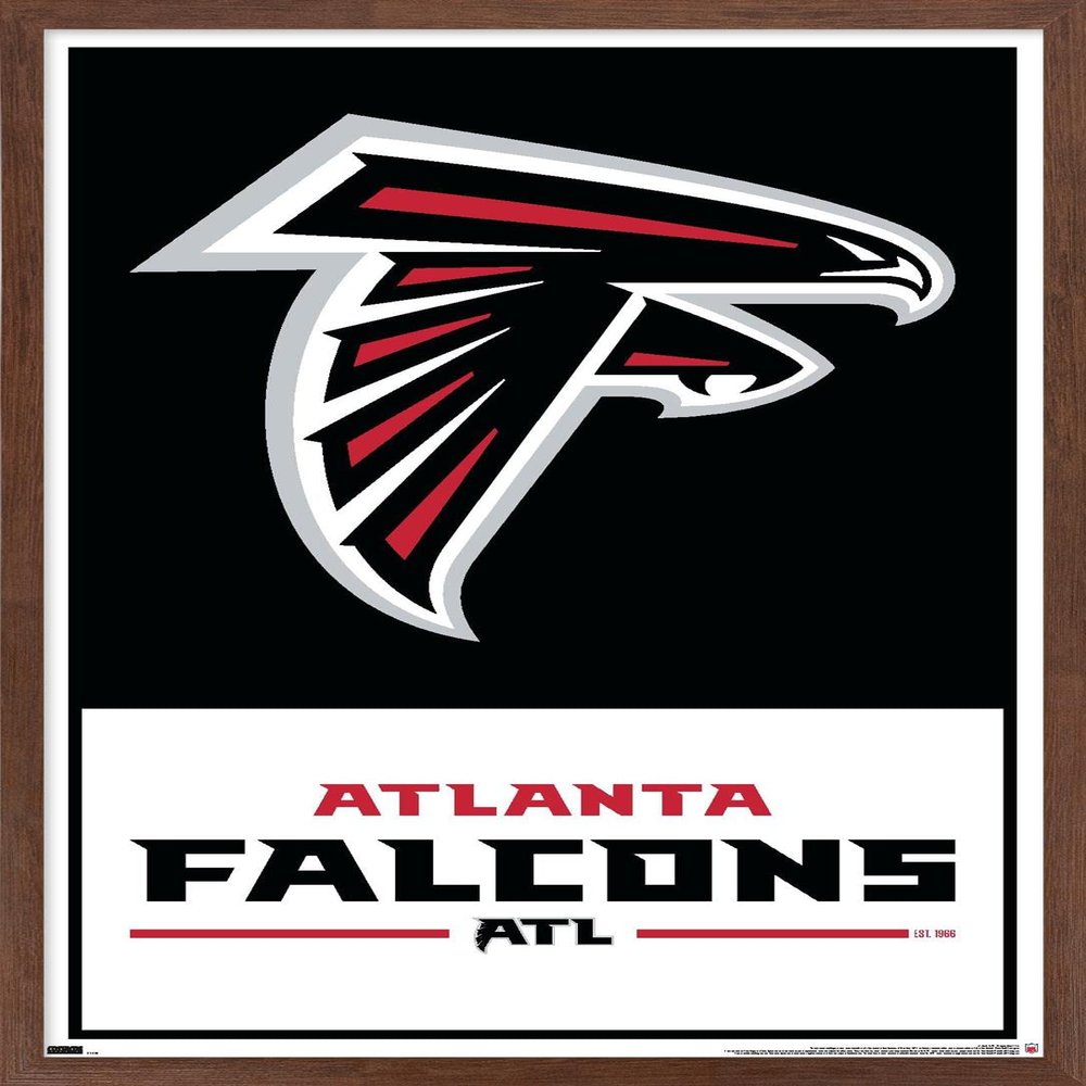 Trends International NFL Atlanta Falcons - Logo 21 Wall Poster, 22.4L x 14.7W, Mahogany Framed Version