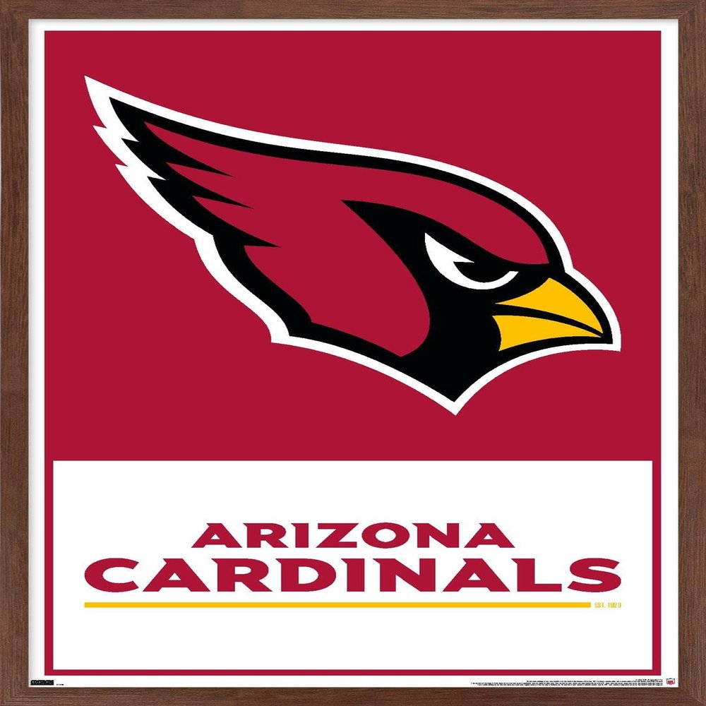 Trends International NFL Arizona Cardinals - Logo 21 Wall Poster, 22.4L x 14.7W, Mahogany Framed Version