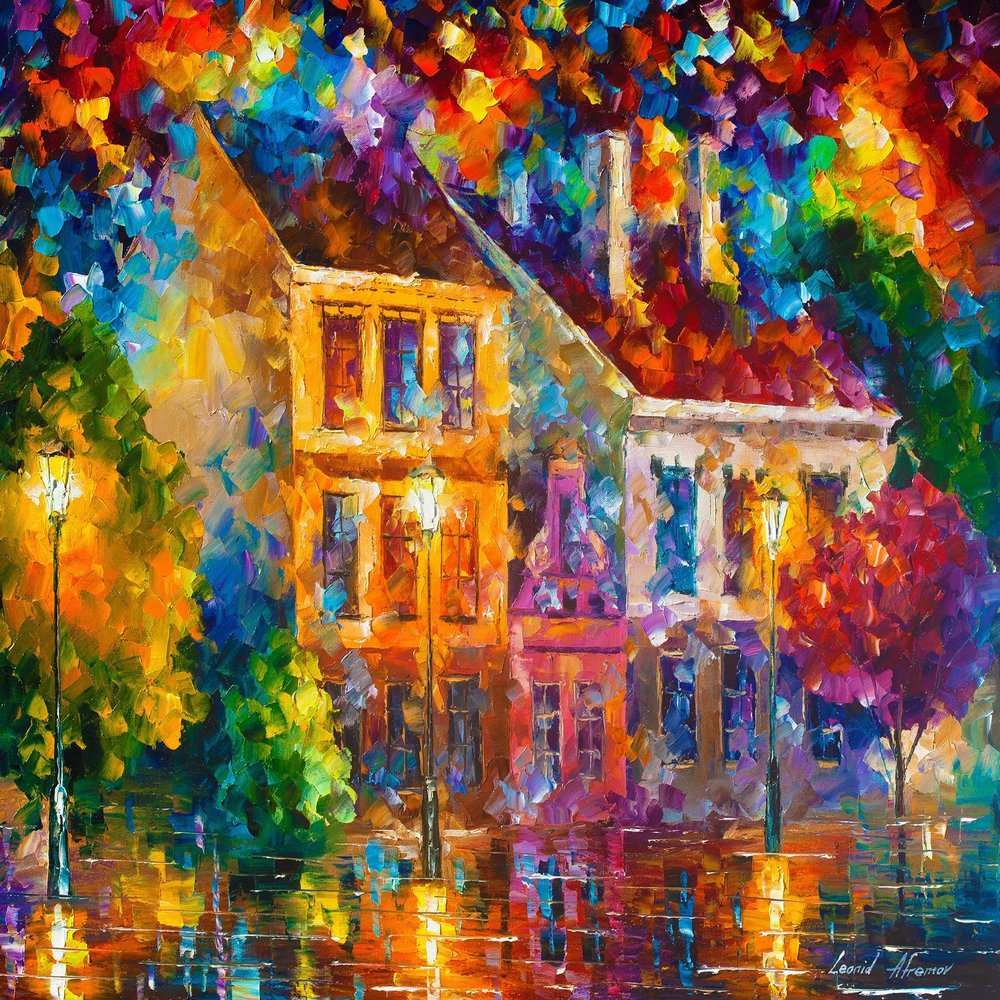 Bright Canvas Art Cityscape Wall Decor On Canvas by Leonid Afremov | Bright City | 60 x 75 | In Roll