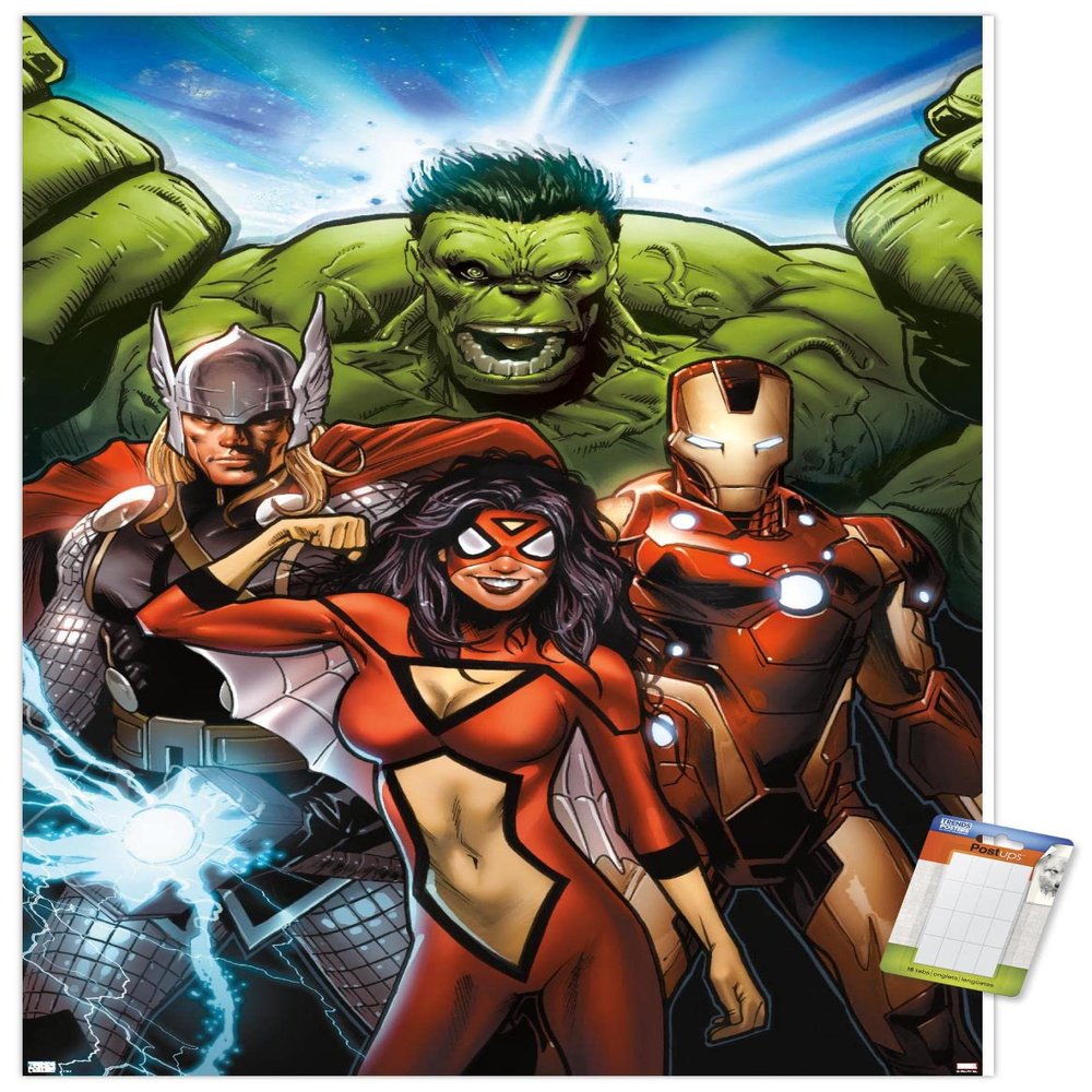 Trends International Marvel Comics Spider Woman - Avengers Assemble #10 Wall Poster, 34L x 22.4W, Premium Poster & Mount Bundle
