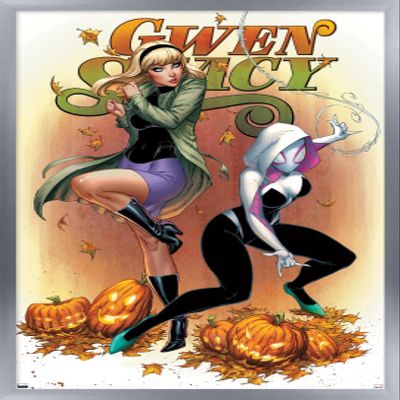 Trends International Marvel Comics Ghost Spider - Gwen Stacy #1 Wall Poster, 22.4L x 14.7W, Silver Framed Version