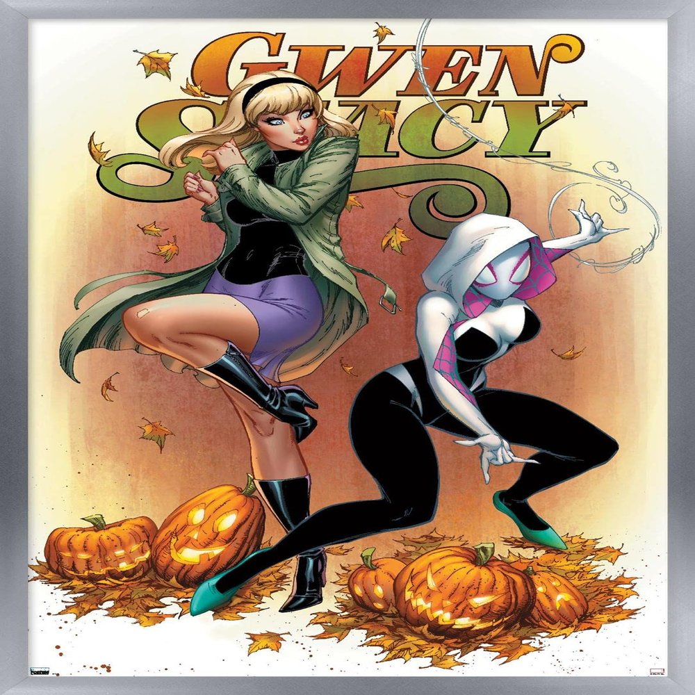 Trends International Marvel Comics Ghost Spider - Gwen Stacy #1 Wall Poster, 22.4L x 14.7W, Silver Framed Version